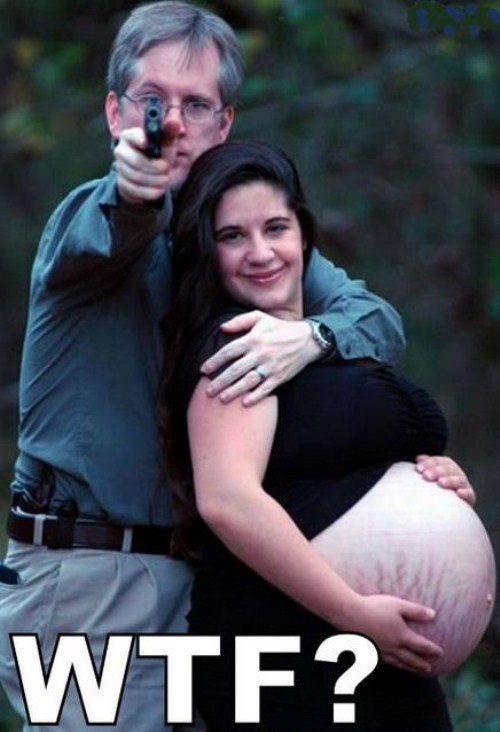 Awkward Pregnancy Photos - With Gun