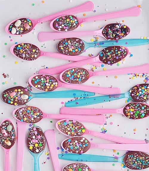 Baby Shower Food - Sprinkled Chocolate Party Spoons