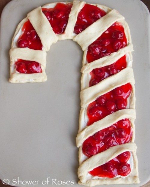 Christmas Breakfast Ideas - Cherry Cheese Danish Candy Cane