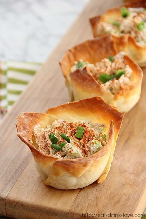 Baby Shower Food - Chicken Salad Wonton Cups