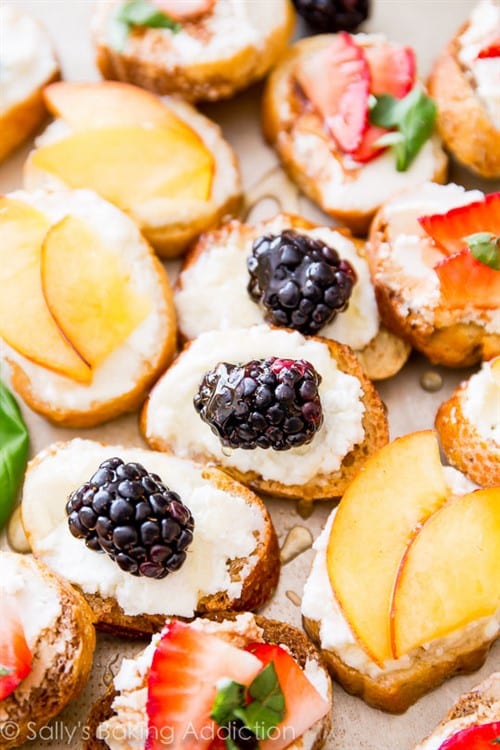 Baby Shower Food - Goat Cheese Fruit Bruschetta 