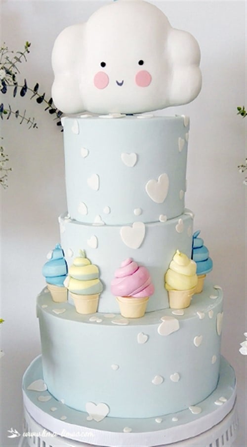 Boys Birthday Cakes - Clouds And Icecream