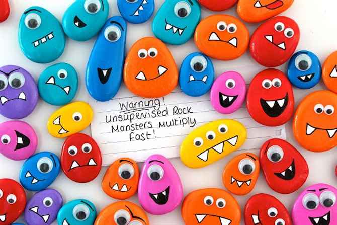 Easy Craft Ideas For Kids - Monster Rocks