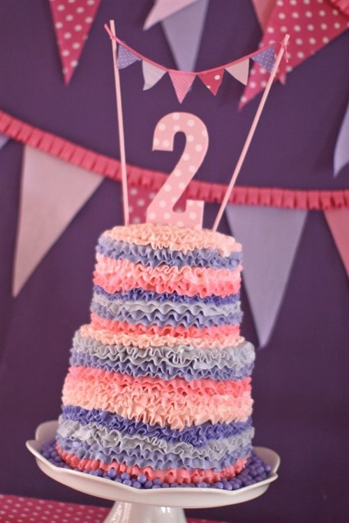 Girls Birthday Cakes - Ruffled Ombre
