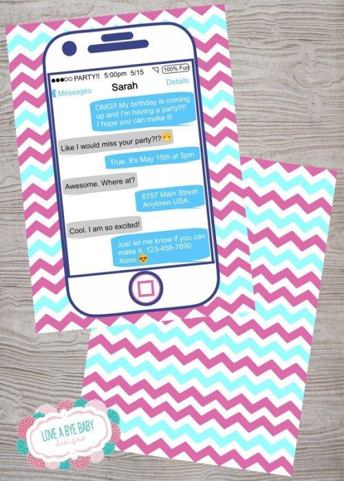 Teenage Birthday Party Ideas - Smartphone Invitations