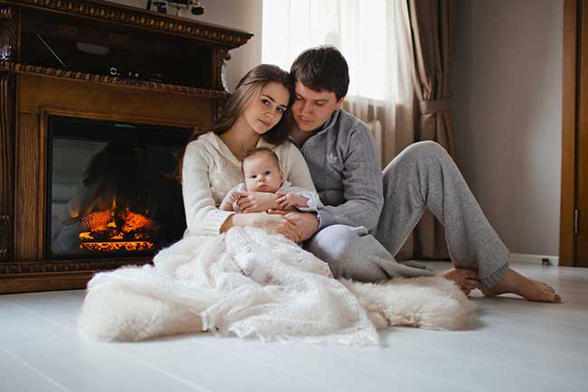 Family Photo Ideas - Newborn Fireplace