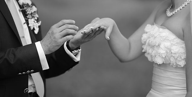 Hiring A Quality Wedding Photographer - Black And White Ring Exchange