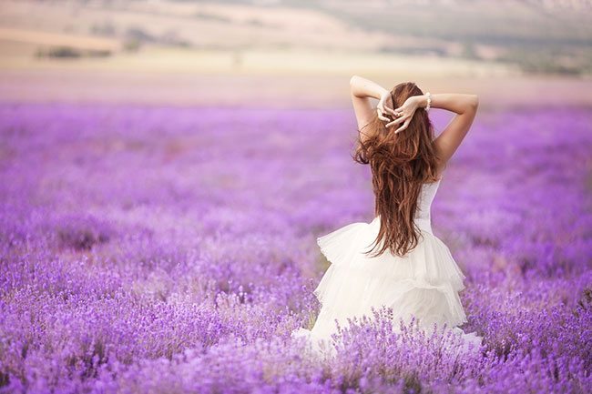 Hiring A Quality Wedding Photographer - Bride Among Purple Flowers