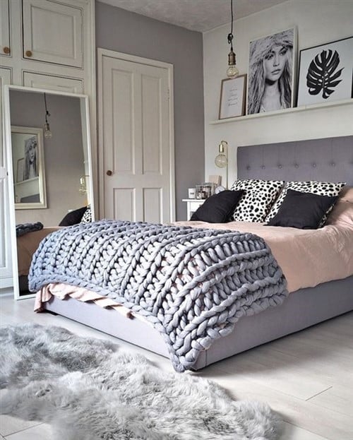 Budget Friendly Bedroom Decorating Ideas - Chunky Knit