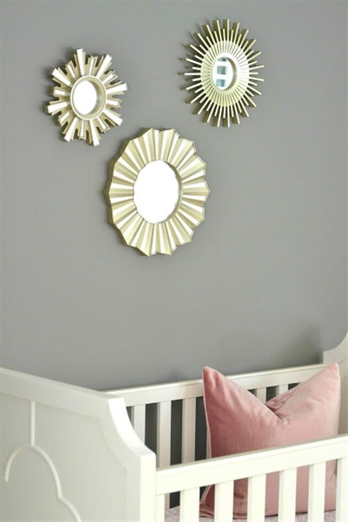 Budget Friendly Bedroom Decorating Ideas - Metallic Sunburst Mirrors