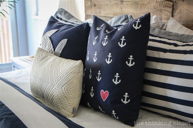 Budget Friendly Bedroom Decorating Ideas - Nautical Pillows