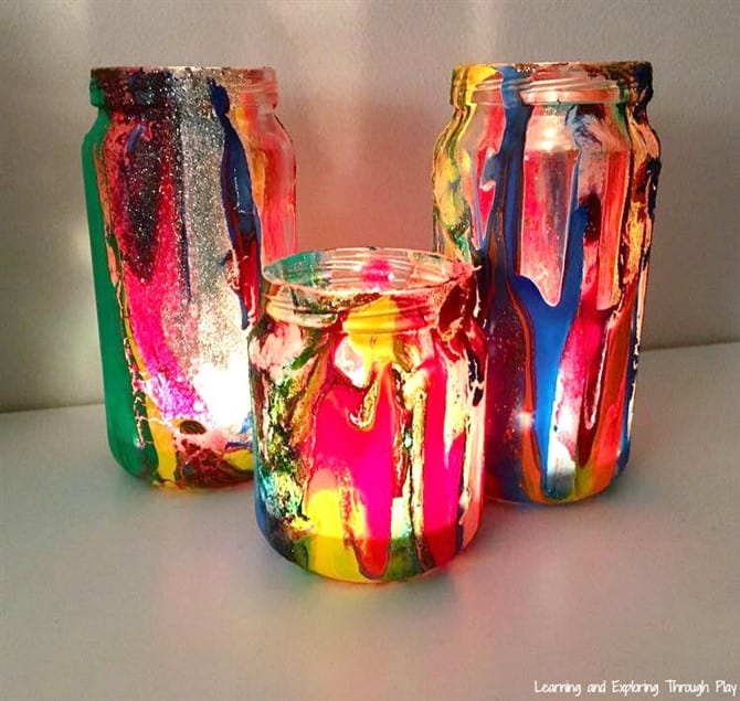 Craft For Toddlers - Drip Painting Luminaries
