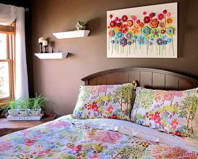 Diy Wall Art - Crochet Button Floral Wall Art