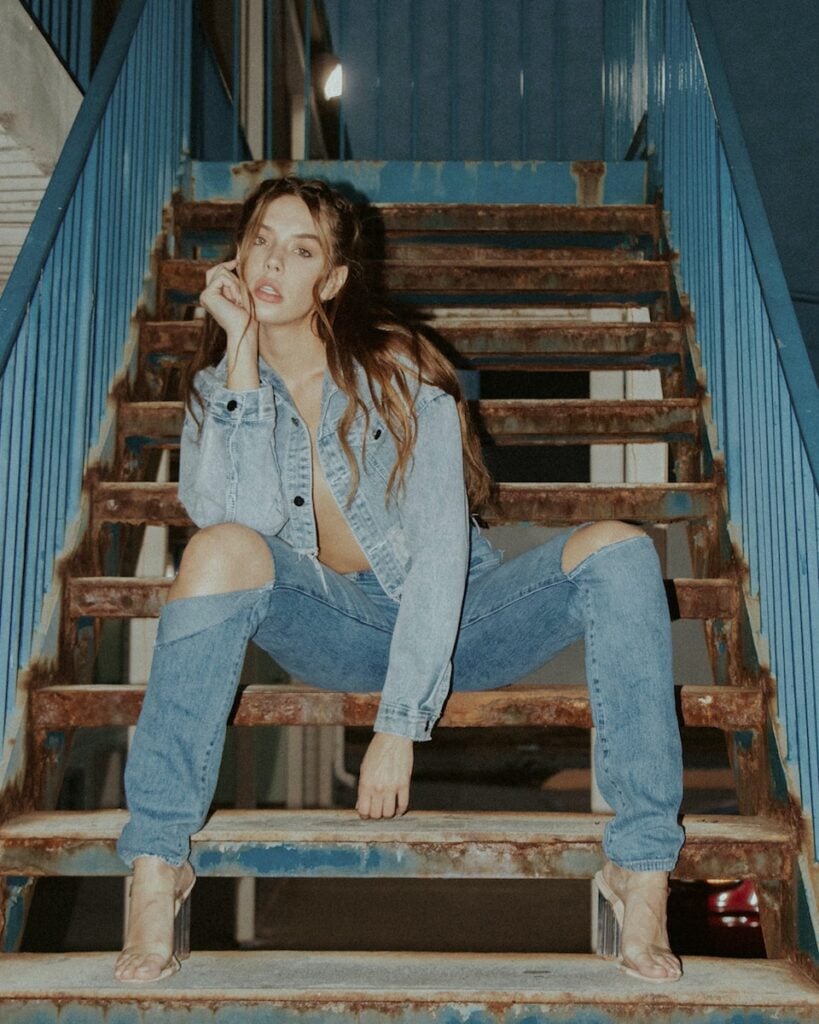 posing on stairs