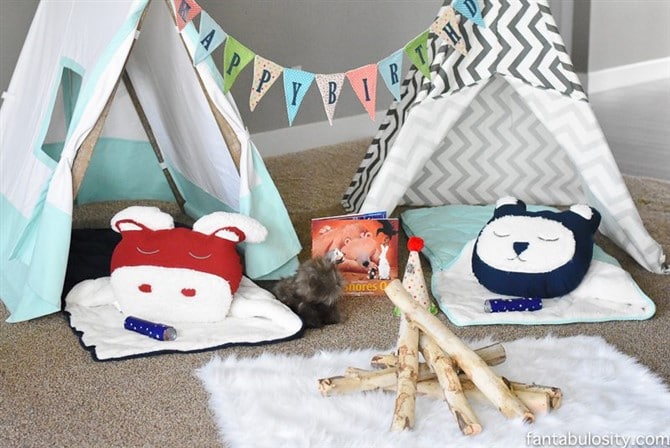 Kids Birthday Party Ideas - Indoor Camping Party