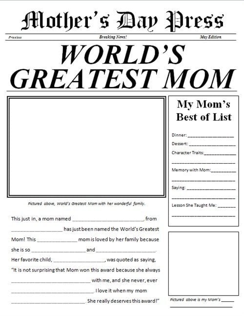 Mothers Day Gifts - Newspaper Announcement