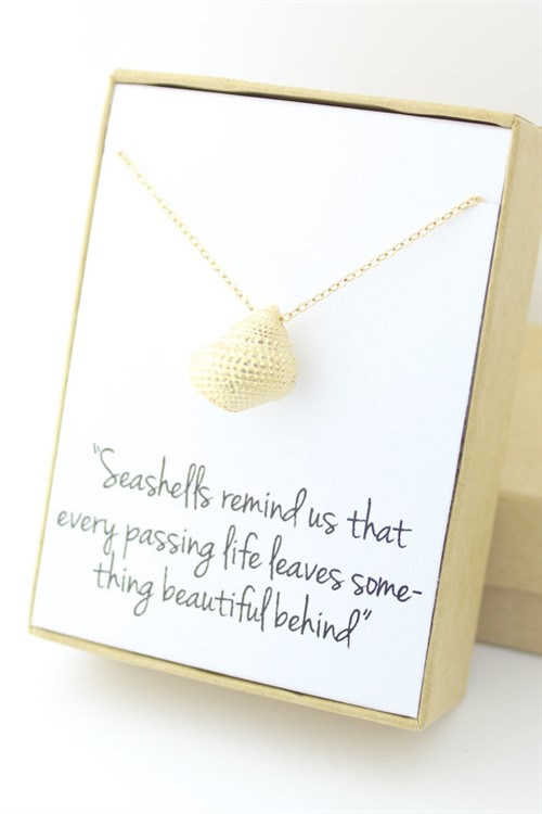 Sympathy Gifts - Gold Seashell Necklace