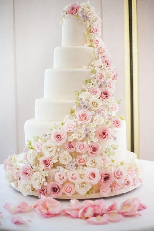 Wedding Cakes - Cascading Flowers