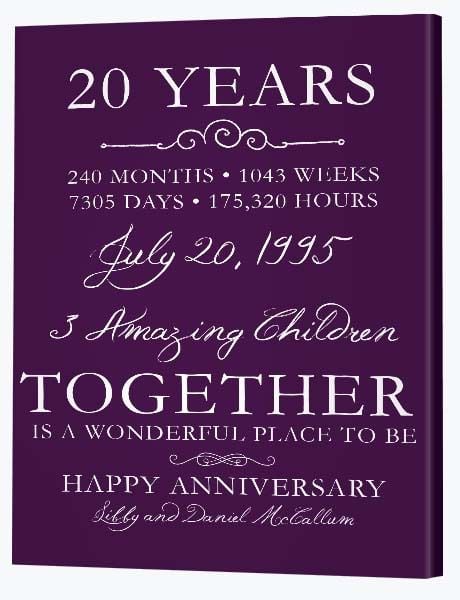  20th  Wedding  Anniversary  Gifts Canvas Factory