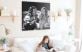 Square canvas photo print on wall with two girls in photo